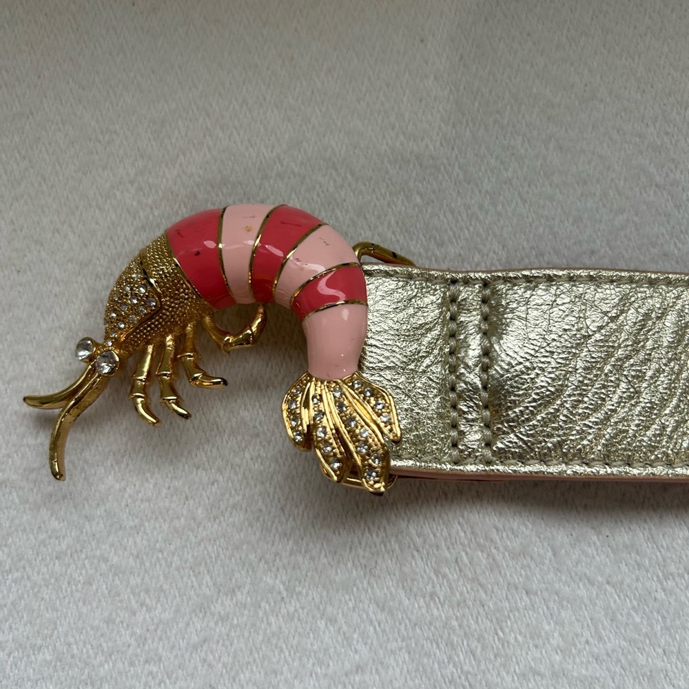 Lilly Pulitzer Gold Leather Belt Shrimp Buckle